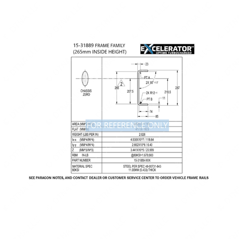 15-31889-070 FRM RAIL-11X287,80KSI,9300,LH