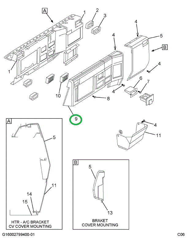 1661461C94 COVER ASSY INSTRU PNL (DARK BE