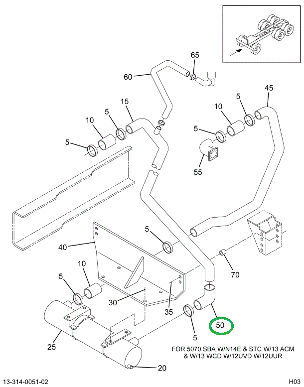 1673855C3 HOSE RAD OUTLET  2 1/2I.D.