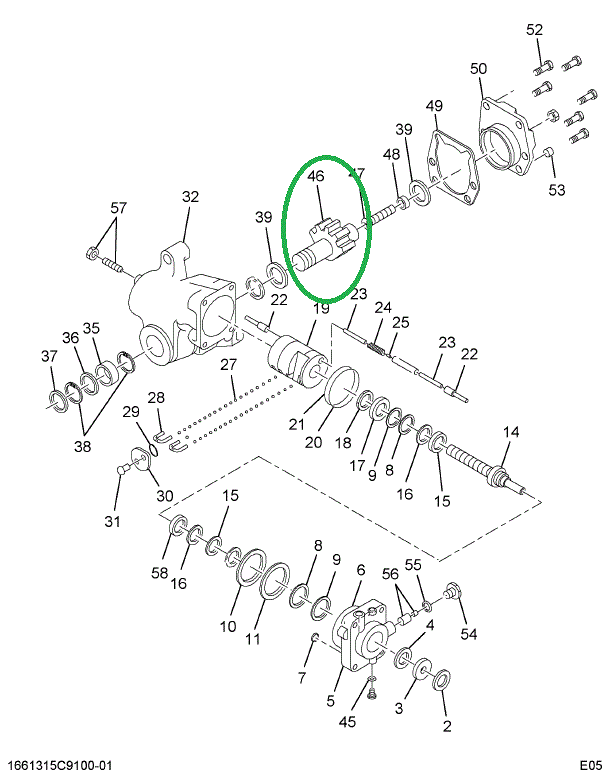 1675126C91 Shaft, Output Power Steering G
