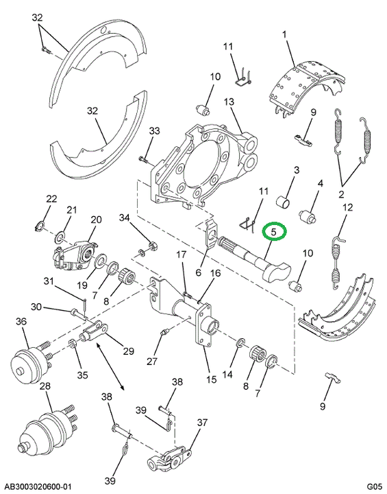 1697248C1 Camshaft, Brake, Rh (used On A