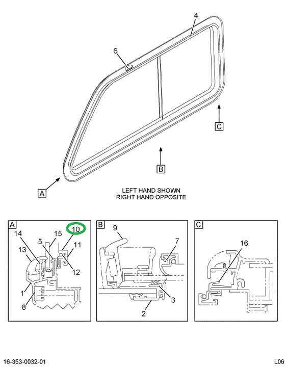 1698642C91 Screen, Sliding Window Rear Si
