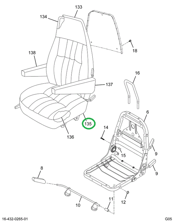 1698724C1 COVER SEAT CUSH BRW VN W/CL