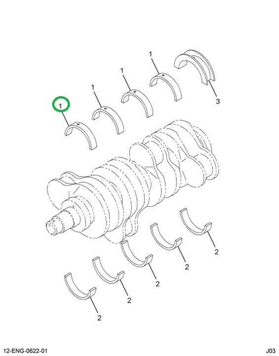 1840410C1 BEARING MAIN UPPER .030 O/S