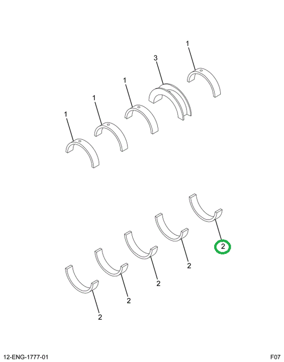 1840427C1 BEARING MAIN LOWER .020 O/S