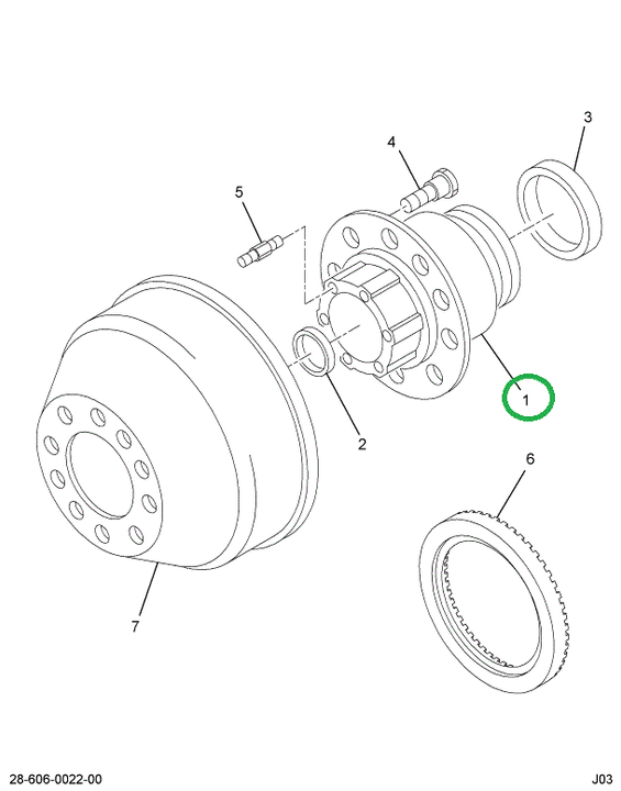 2003349C91 HUB REAR WHEEL W/CUPS & STUDS