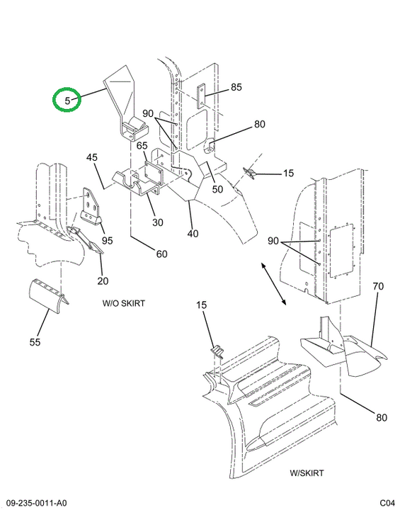 2006832C3 BRACKET HOOD GUIDE UPR RH
