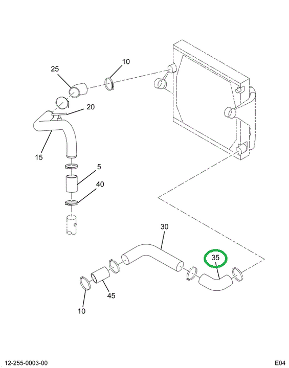 2012822C1 HOSE,OIL COOLER WATER