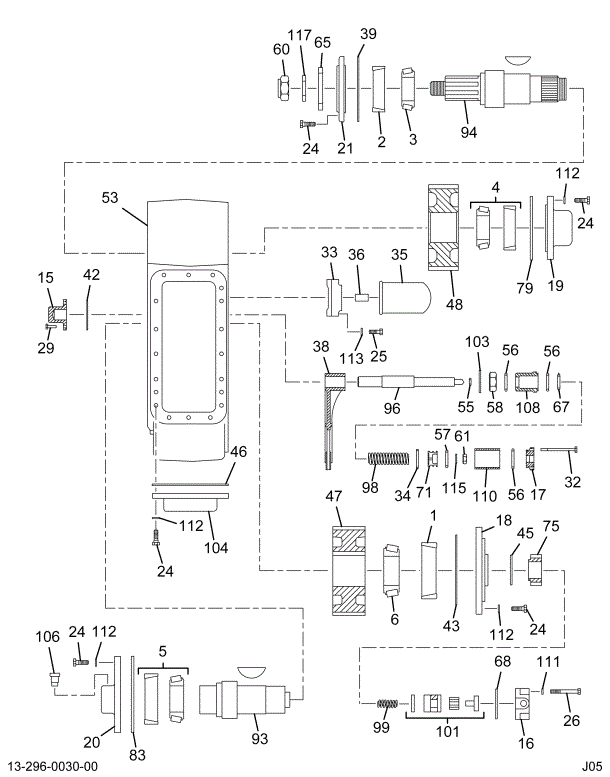 2017309C91 Case, Transfer W/gears 13tjn