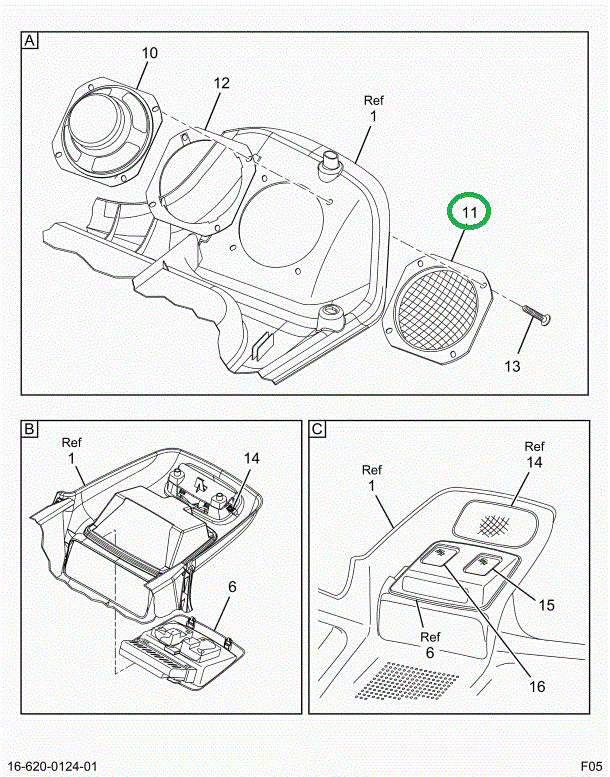 2021111C1 GRILLE,RADIO SPKR 4 DUAL CONE