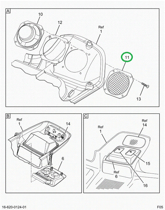 2021111C1 GRILLE,RADIO SPKR 4 DUAL CONE