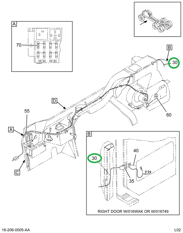 2028787C94 HARNESS WINDOW REG RH W/MIRS