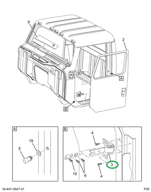 2031830C91 HINGE DOOR CAB RH LWR