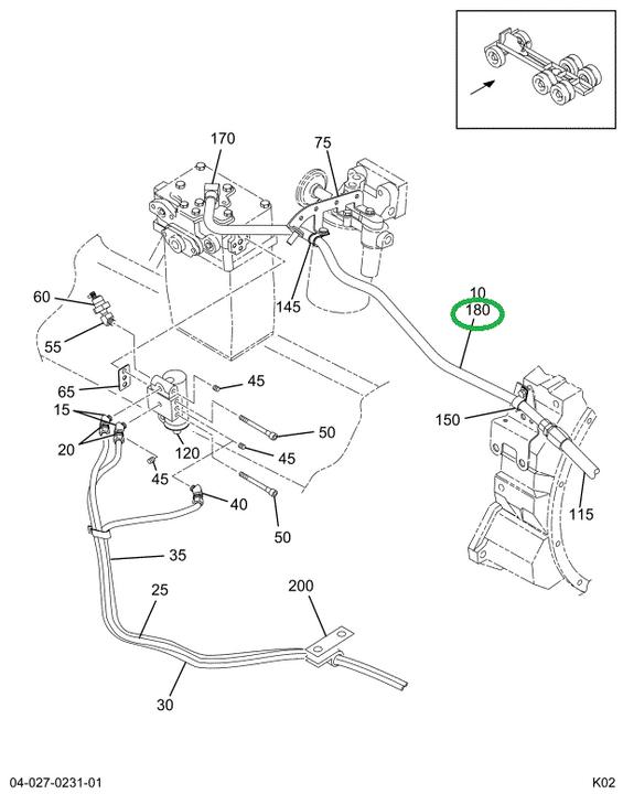 2039037C91 HOSE AIR BRAKE 62.0 IN. TEFLON