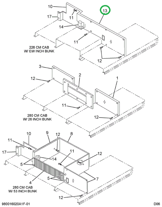 2042506C3 Panel, Sleeper Bulkhd Center T