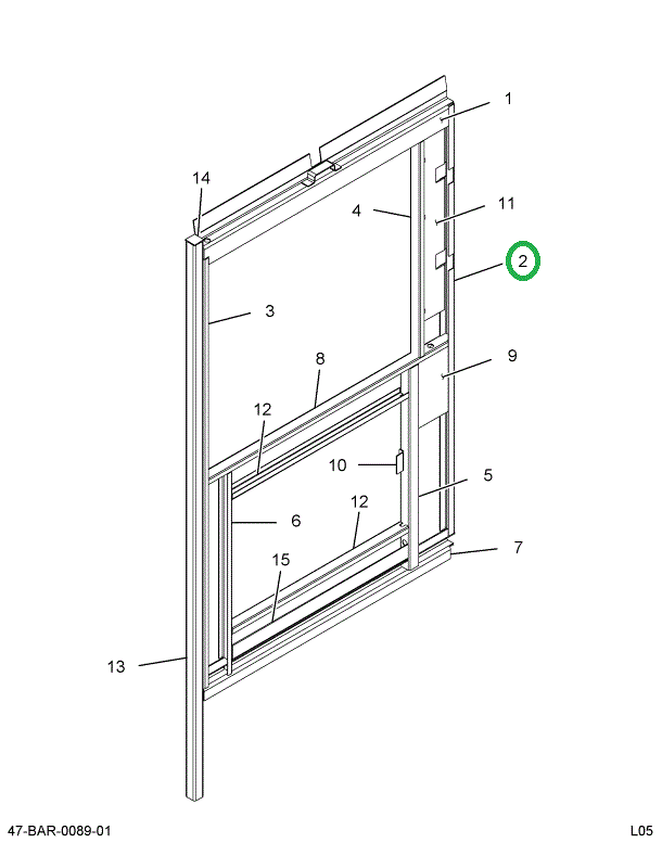 2201073C1 Post, Aft Drivers Window