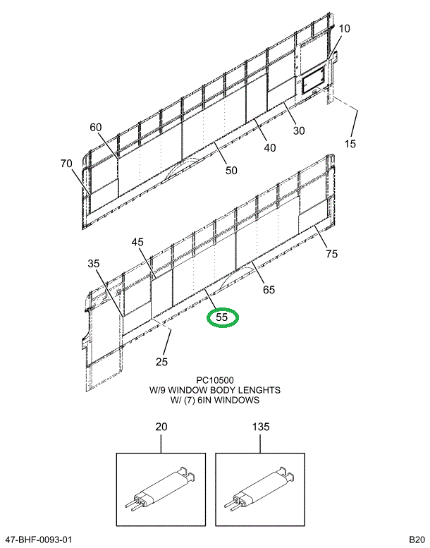 2201674C5 Lining, Lower, 6 Inch Windows