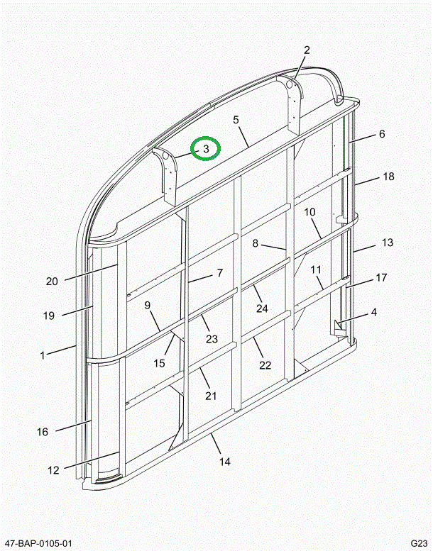 2201952C5 Brace, Bow, Bus, Rear, L