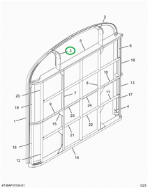2201952C5 Brace, Bow, Bus, Rear, L