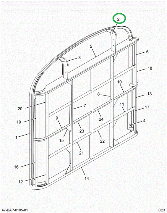 2201953C5 Brace, Bow, Bus, Rear, R