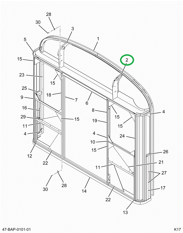 2201953C4 BRACE , BOW, REAR R