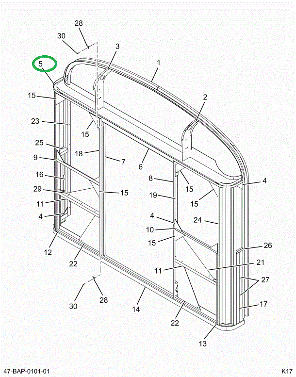 2201954C3 HEADER FRAME REAR