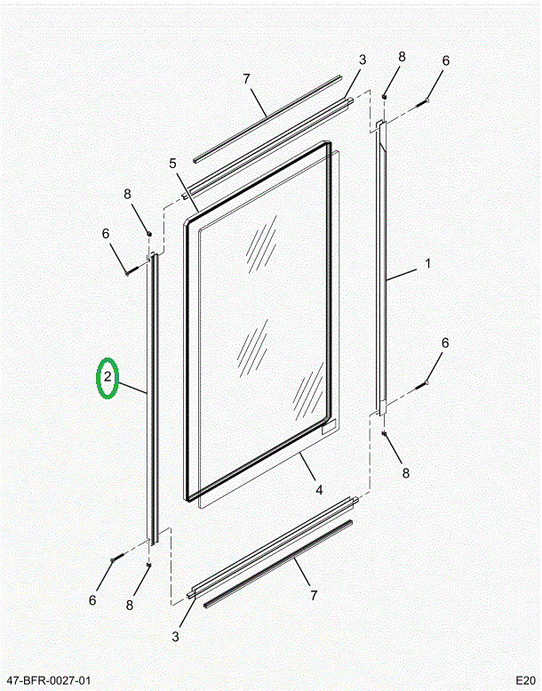 2202194C1 Rail, Aft Drivers Window, Bus,