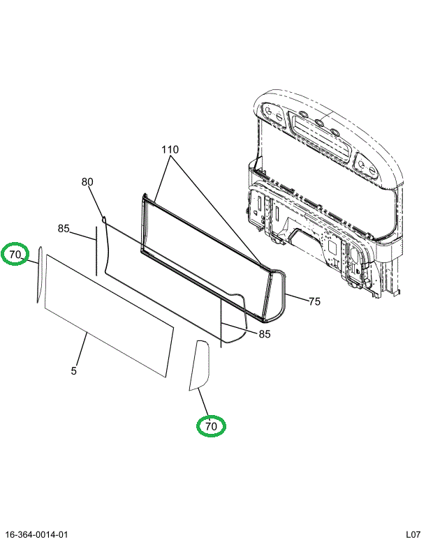 2202542C3 WINDSHLD  FLAT 3 PIECE SIDE