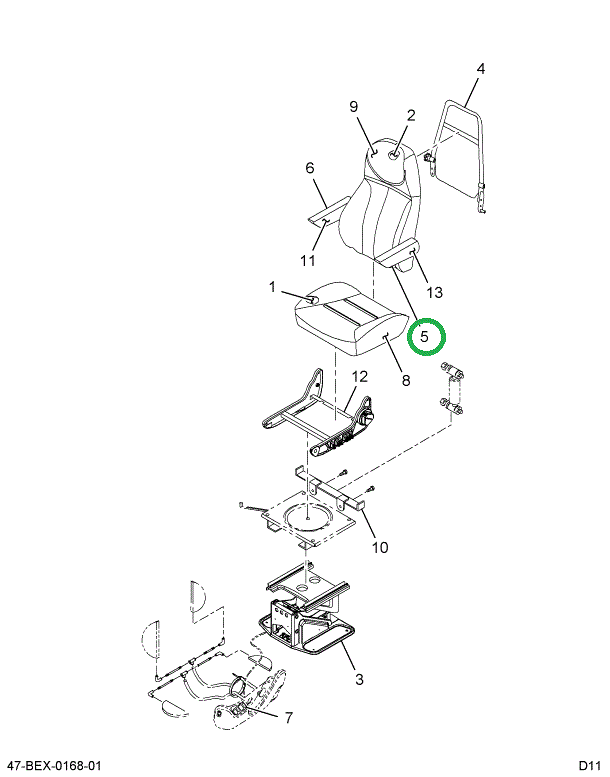 2205407C1 Armrest Driver National Brown