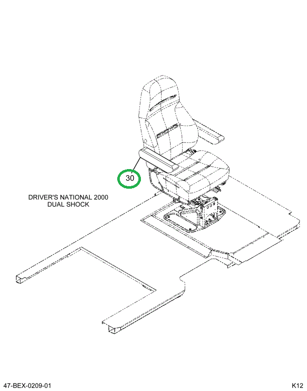 2205433C1 ARMREST DRVR NAT GRN RH 42OZ