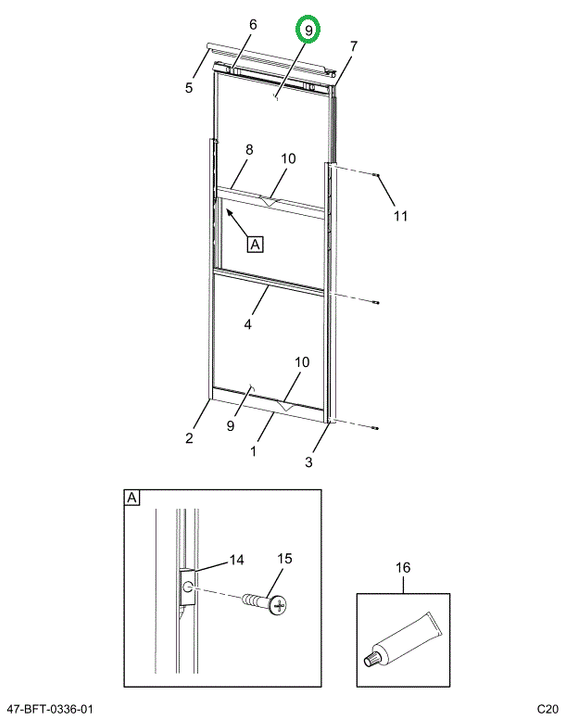 2205461C3 Glass, Laminated Split Sash Pa