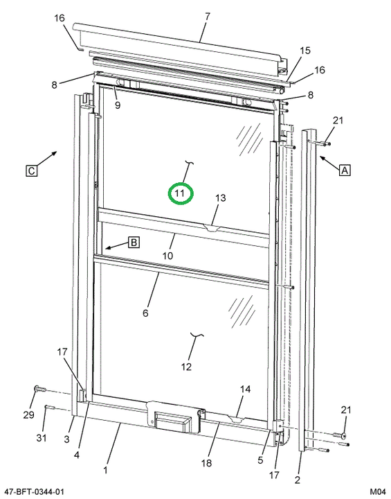 2205473C3 GLASS  PASS*K/O TOP TEMPERED C