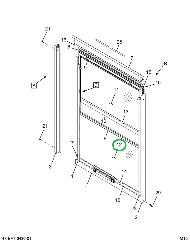 2205477C3 GLASS  PASS*K/O BOTTOM TEMPERE