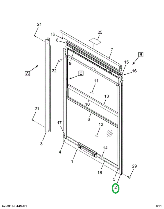 2205521C3 Fr, Window Horizontal Kick Out