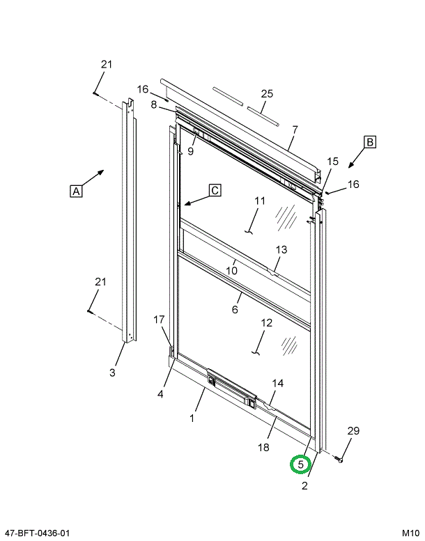2205529C3 Frame, Window, Side, Kick Out,