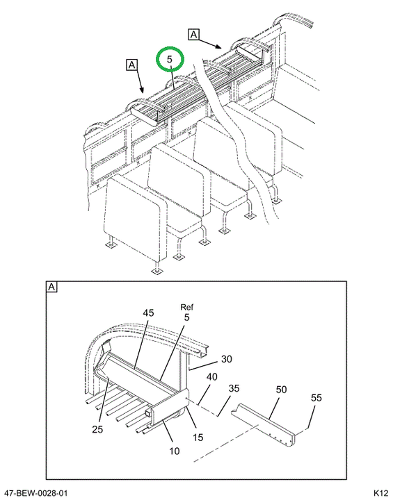 2206323C92 Rack, Luggage Assy, Bus, Tubul