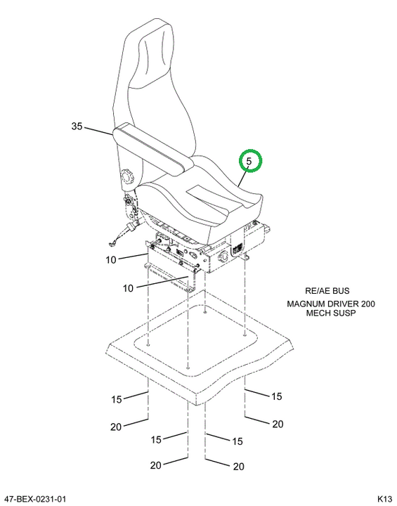 2208901C92 Seat, Mag 200 No Armrest 42oz