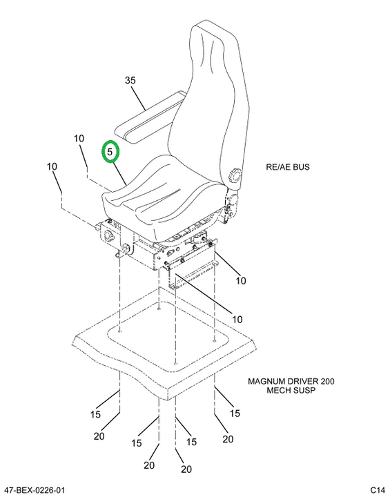 2208918C92 Seat, Mag 200 N/armrst 42oz Bl