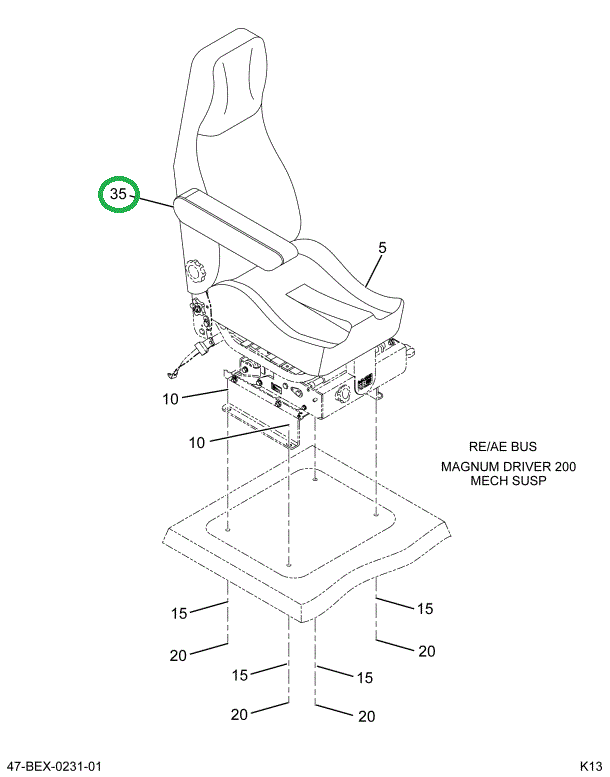 2208993C1 ARMREST DRVR RH BLUE 42Z VINYL