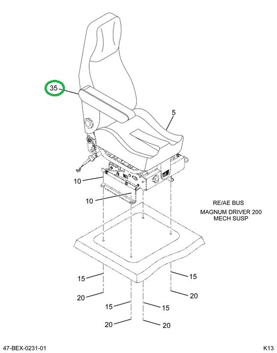 2209013C1 Armrest, Seat, Drvr, Rh, Brown