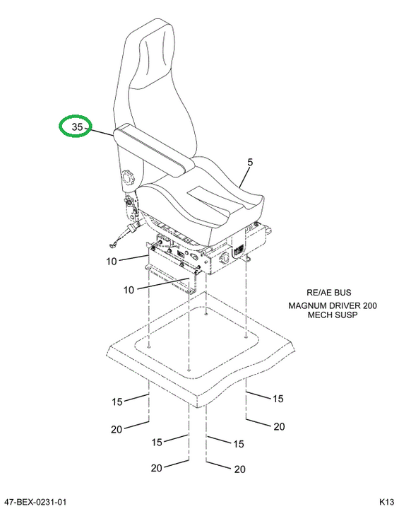 2209015C1 Armrest, Seat, Drvr, Rh, Green