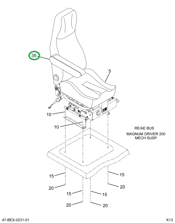 2209017C1 ARMREST DRVR RH BLUE 42Z PREVL