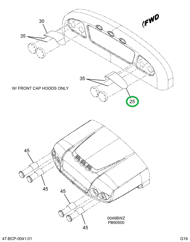 2209406C2 HOOD, 8 LAMP WARN, LH YELLOW