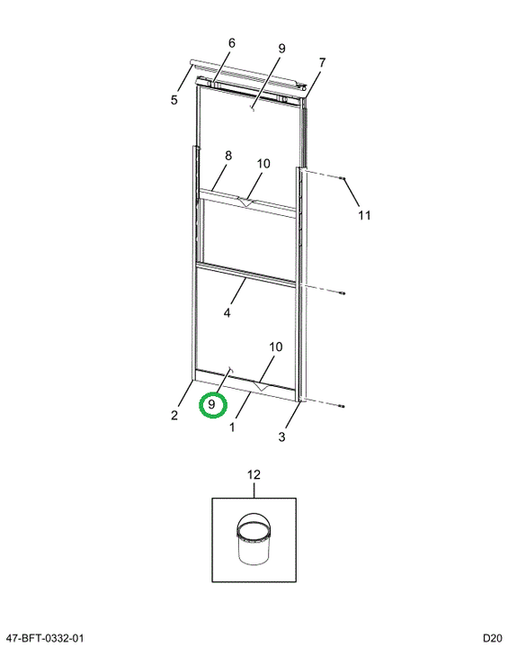 2209536C1 Glass, Tempered Split Sash Pas