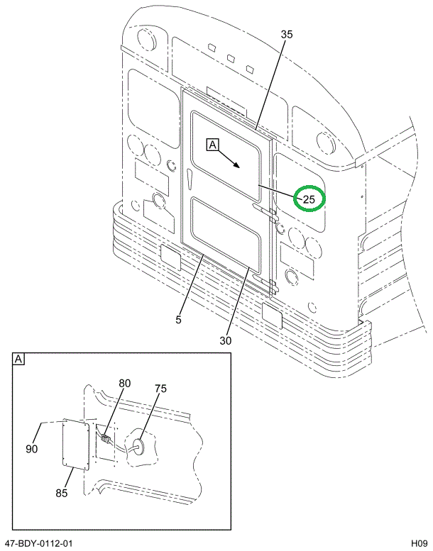 2209762C1 GLASS DOOR RR TOP TEMP TINTE