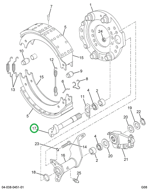 2210X8604 Camshaft, Brake s Cam Left, Re