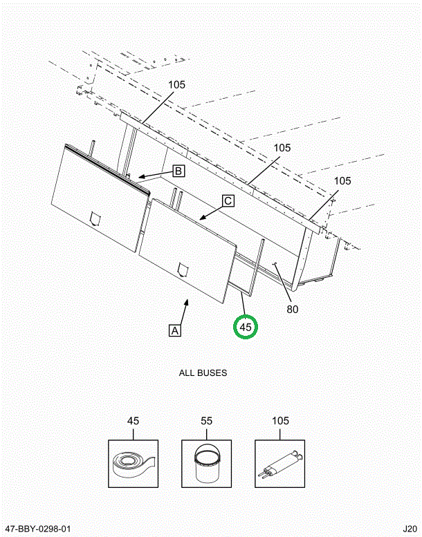 2211887C3 Seal, Luggage Box Door, Bus, 5