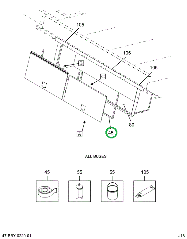 2211894C3 Seal, Luggage Box Door, Bus, 6