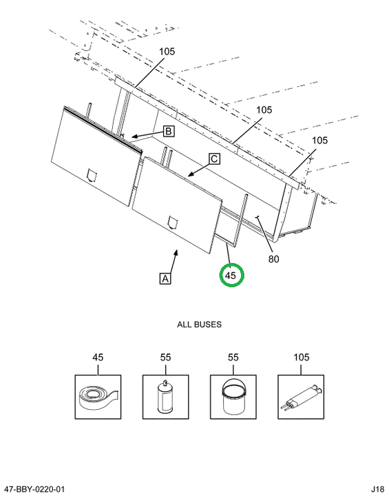 2211894C3 Seal, Luggage Box Door, Bus, 6