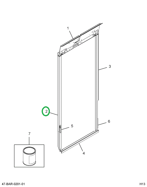 2212475C2 Post, Entrance Door Cowl, Bus